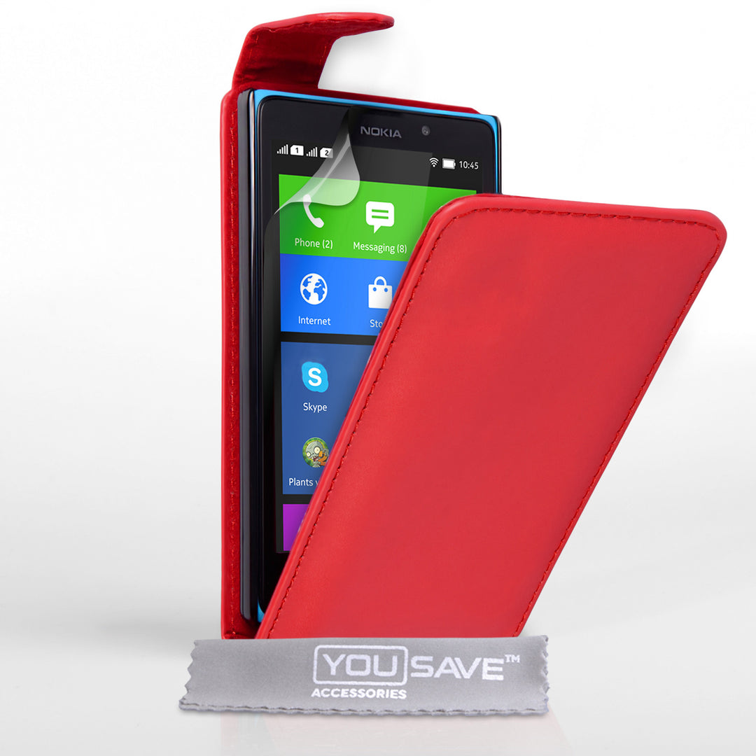 YouSave Accessories Nokia XL Leather-Effect Flip Case - Red