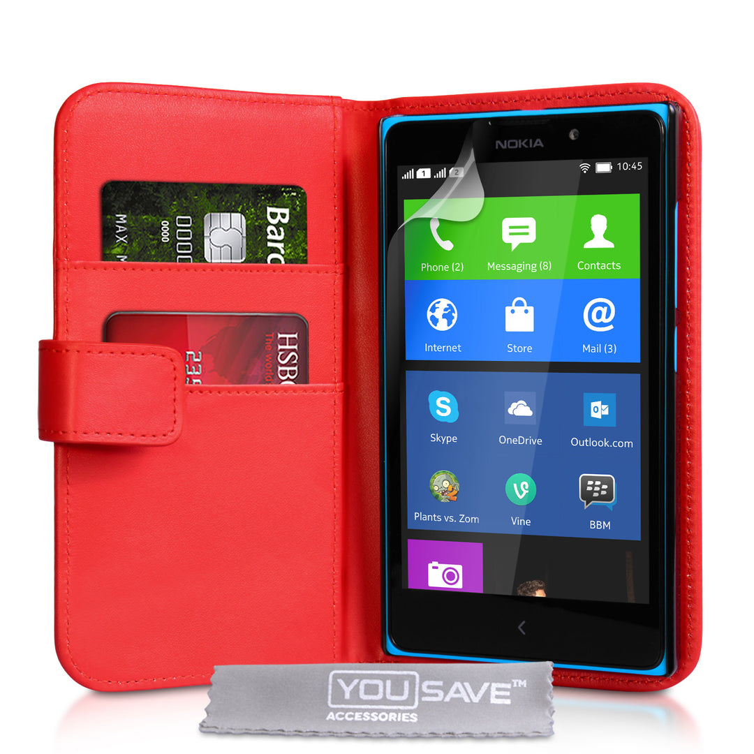 YouSave Accessories Nokia XL Leather-Effect Wallet Case - Red