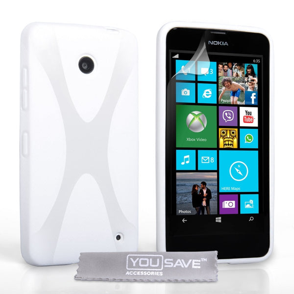 Yousave Accessories Nokia Lumia 630 Silicone Gel X - Line Case - White - Mobile Madhouse