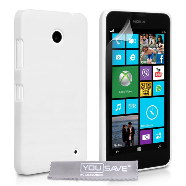Yousave Accessories Nokia Lumia 630 Hard Hybrid Case - White - Mobile Madhouse