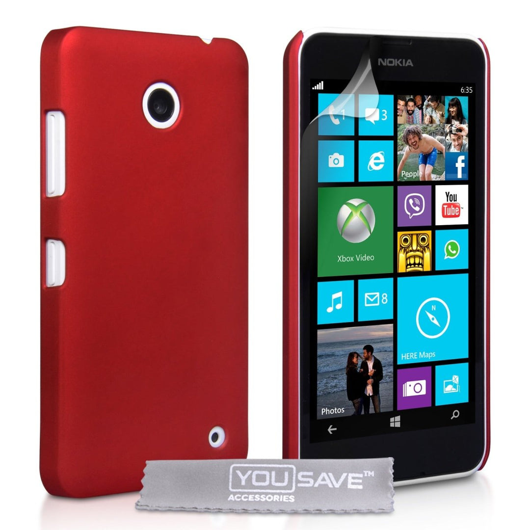 Yousave Accessories Nokia Lumia 630 Hard Hybrid Case - Red - Mobile Madhouse