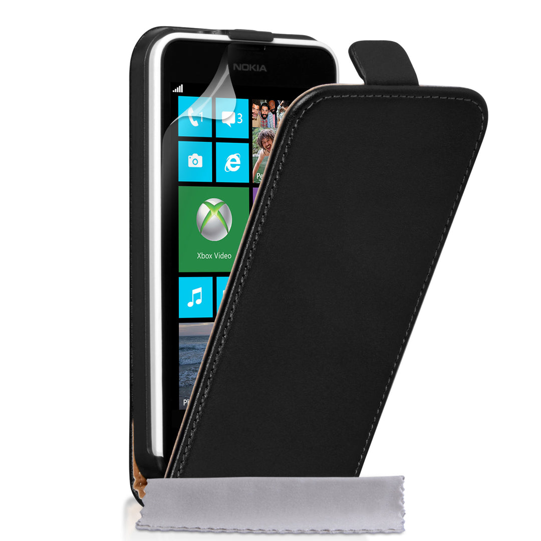 Caseflex Nokia Lumia 630 Real Leather Flip Case - Black