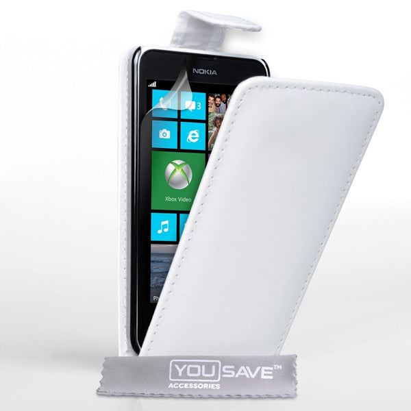 Yousave Accessories Nokia Lumia 630 Leather - Effect Flip Case - White - Mobile Madhouse