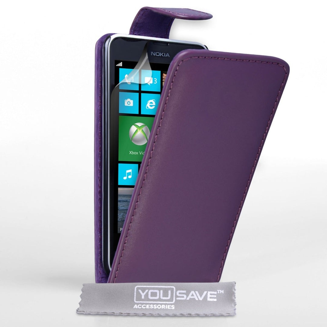 Yousave Accessories Nokia Lumia 630 Leather - Effect Flip Case - Purple - Mobile Madhouse