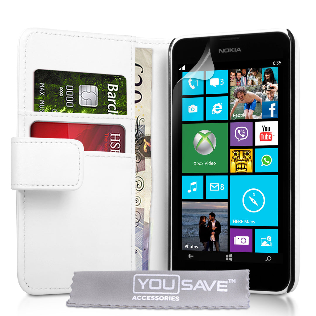 YouSave Accessories Nokia Lumia 630 Leather-Effect Wallet Case - White