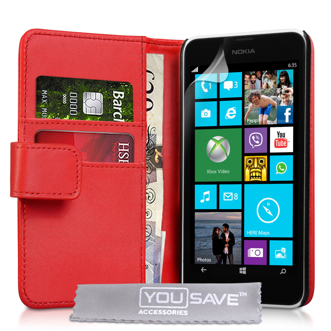YouSave Accessories Nokia Lumia 630 Leather-Effect Wallet Case - Red