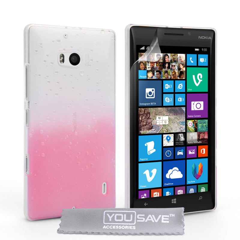 YouSave Nokia Lumia 930 Raindrop Hard Case - Baby Pink-Clear