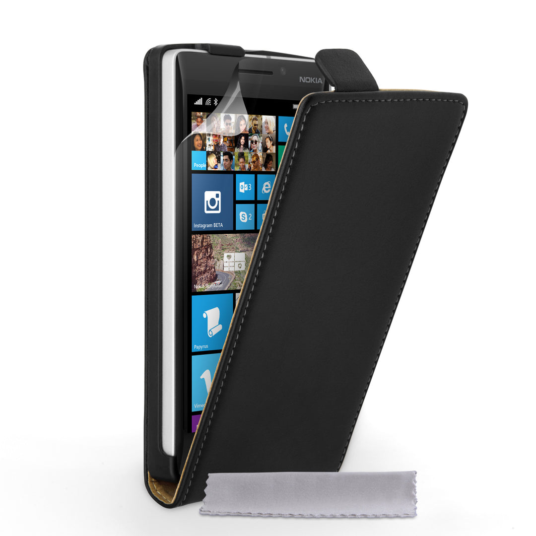 Caseflex Nokia Lumia 930 Real Leather Flip Case - Black