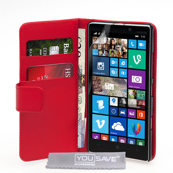 YouSave Accessories Nokia Lumia 930 Leather-Effect Wallet Case - Red