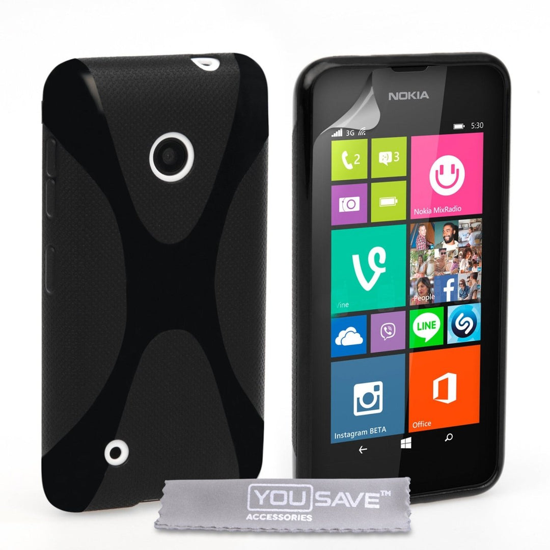 Yousave Accessories Nokia Lumia 530 Silicone Gel X - Line Case - Black - Mobile Madhouse