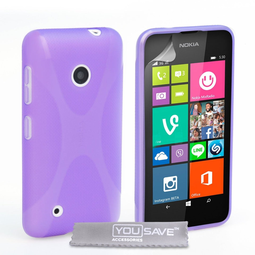 Yousave Accessories Nokia Lumia 530 Silicone Gel X - Line Case - Purple - Mobile Madhouse