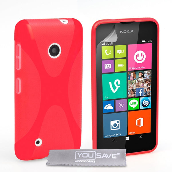 Yousave Accessories Nokia Lumia 530 Silicone Gel X - Line Case - Red - Mobile Madhouse
