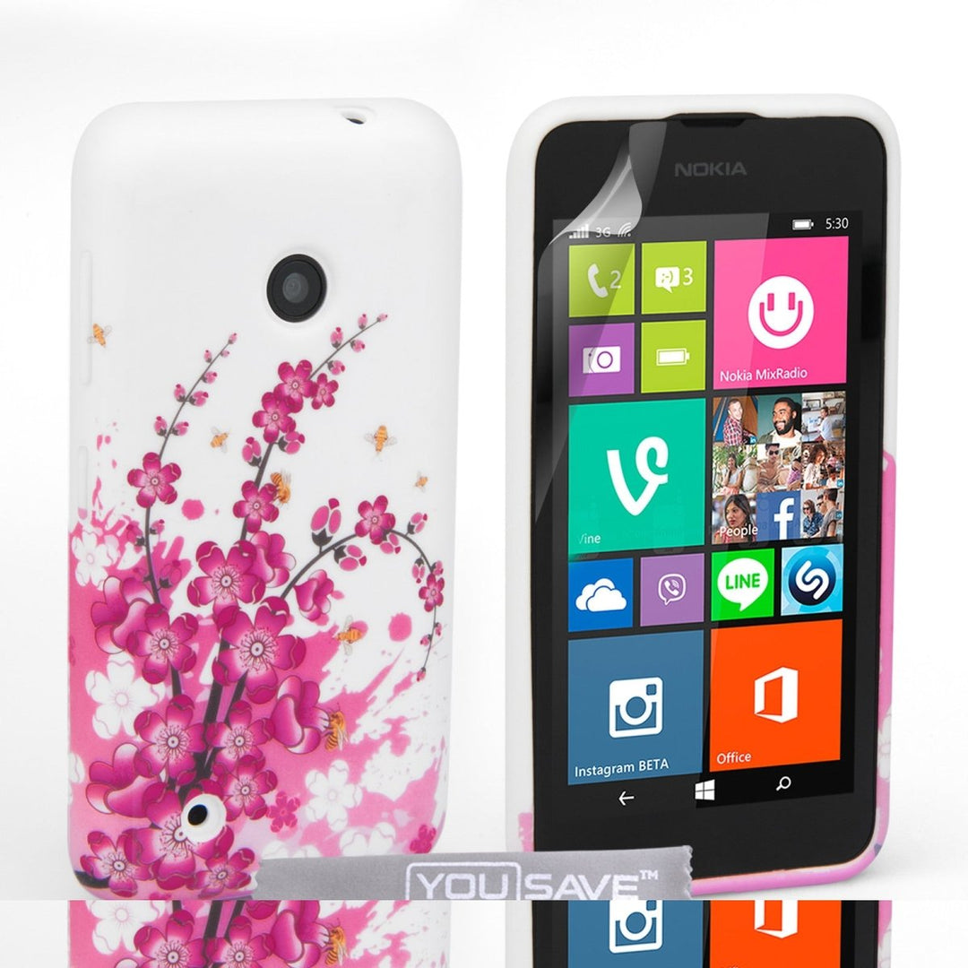 Yousave Accessories Nokia Lumia 530 Floral Bee Silicone Gel Case - Mobile Madhouse