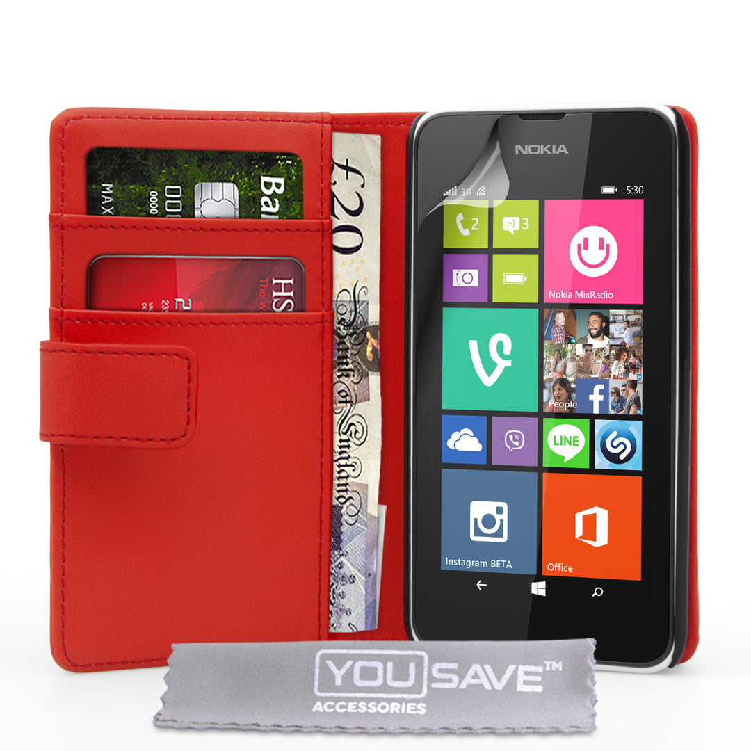 YouSave Accessories Nokia Lumia 530 Leather-Effect Wallet Case - Red