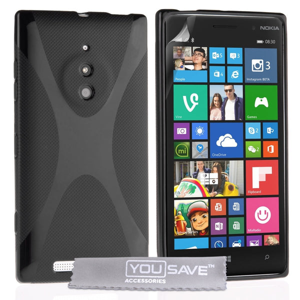 Yousave Accessories Nokia Lumia 830 Silicone Gel X - Line Case - Black - Mobile Madhouse