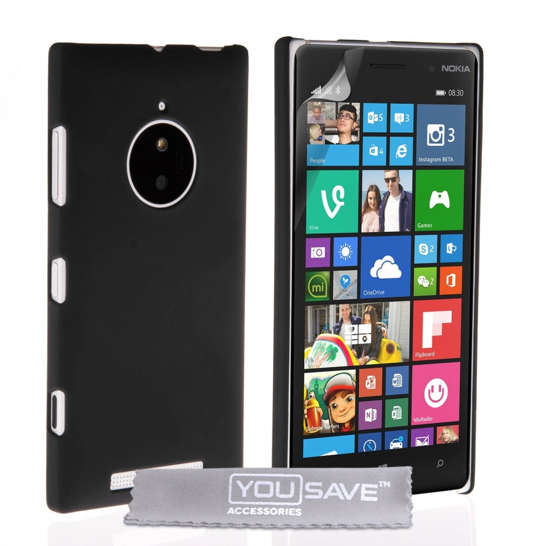 Yousave Accessories Nokia Lumia 830 Hard Hybrid Case - Black - Mobile Madhouse