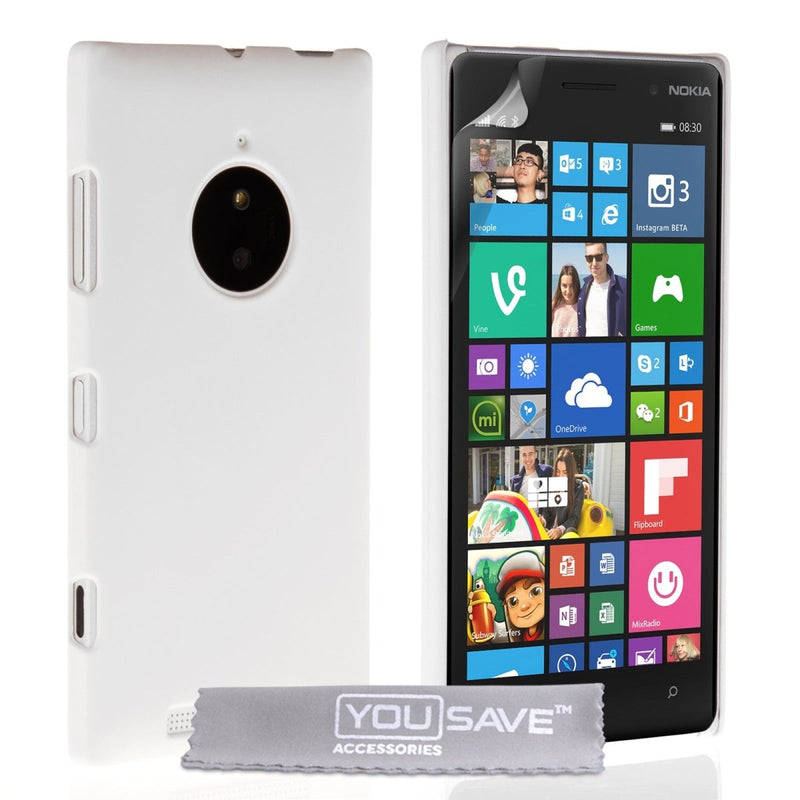 Yousave Accessories Nokia Lumia 830 Hard Hybrid Case - White - Mobile Madhouse
