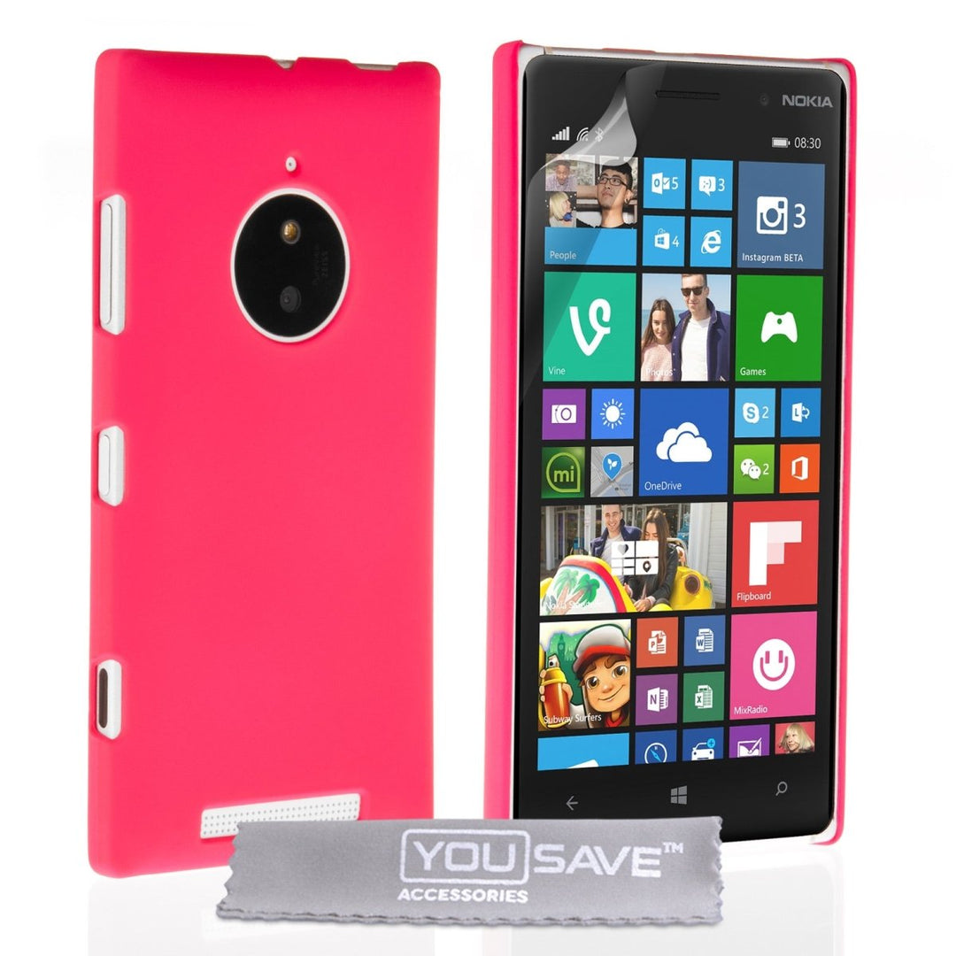 Yousave Accessories Nokia Lumia 830 Hard Hybrid Case - Hot Pink - Mobile Madhouse