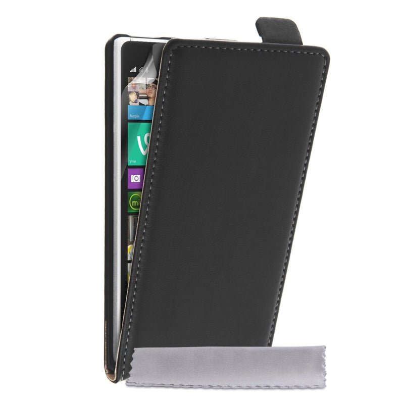 Caseflex Nokia Lumia 830 Real Leather Flip Case - Black - Mobile Madhouse