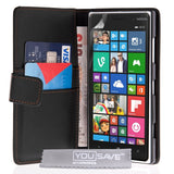 Yousave Accessories Nokia Lumia 830 Leather - Effect Wallet Case - Black - Mobile Madhouse