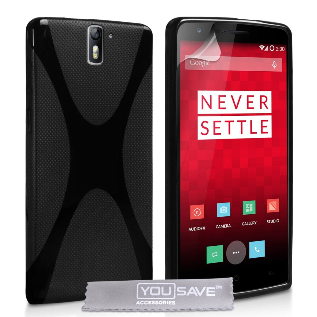 Yousave Accessories One Plus One Silicone Gel X - Line Case - Black - Mobile Madhouse