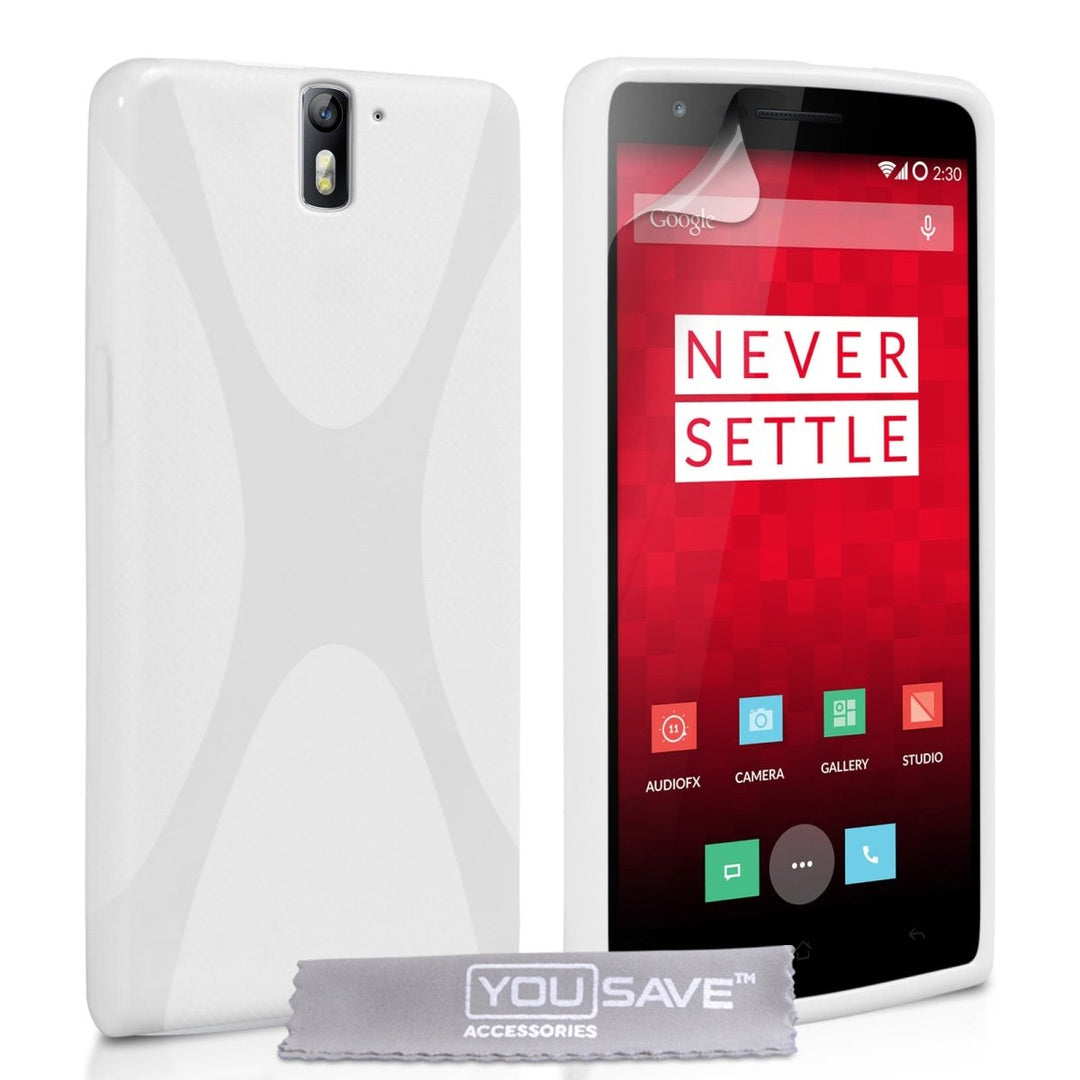 Yousave Accessories One Plus One Silicone Gel X - Line Case - White - Mobile Madhouse