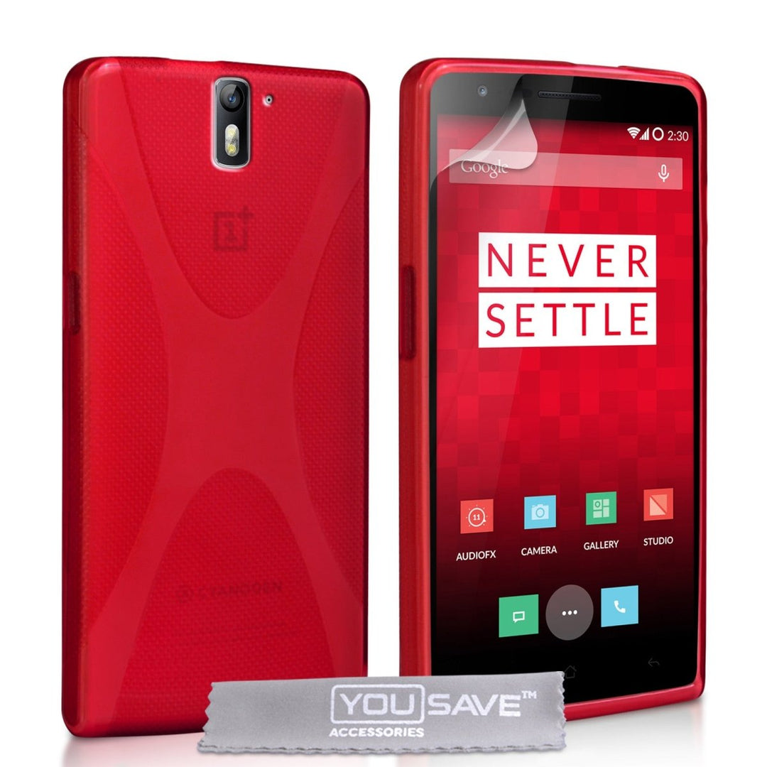 Yousave Accessories One Plus One Silicone Gel X - Line Case - Red - Mobile Madhouse