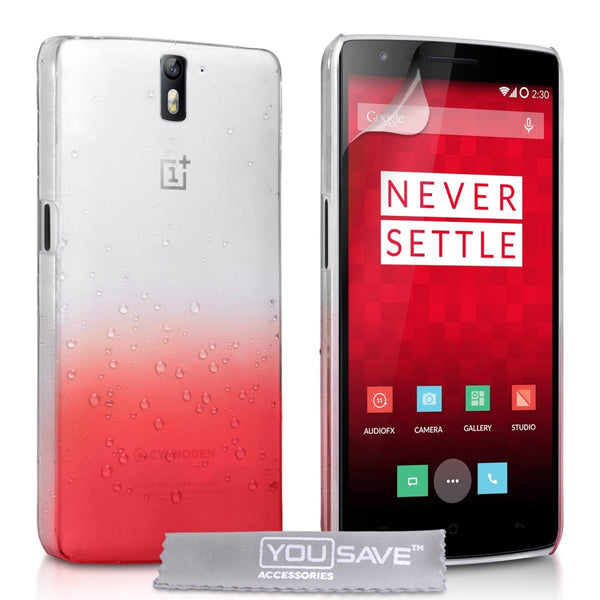 Yousave Accessories One Plus One Raindrop Hard Case - Red - Clear - Mobile Madhouse