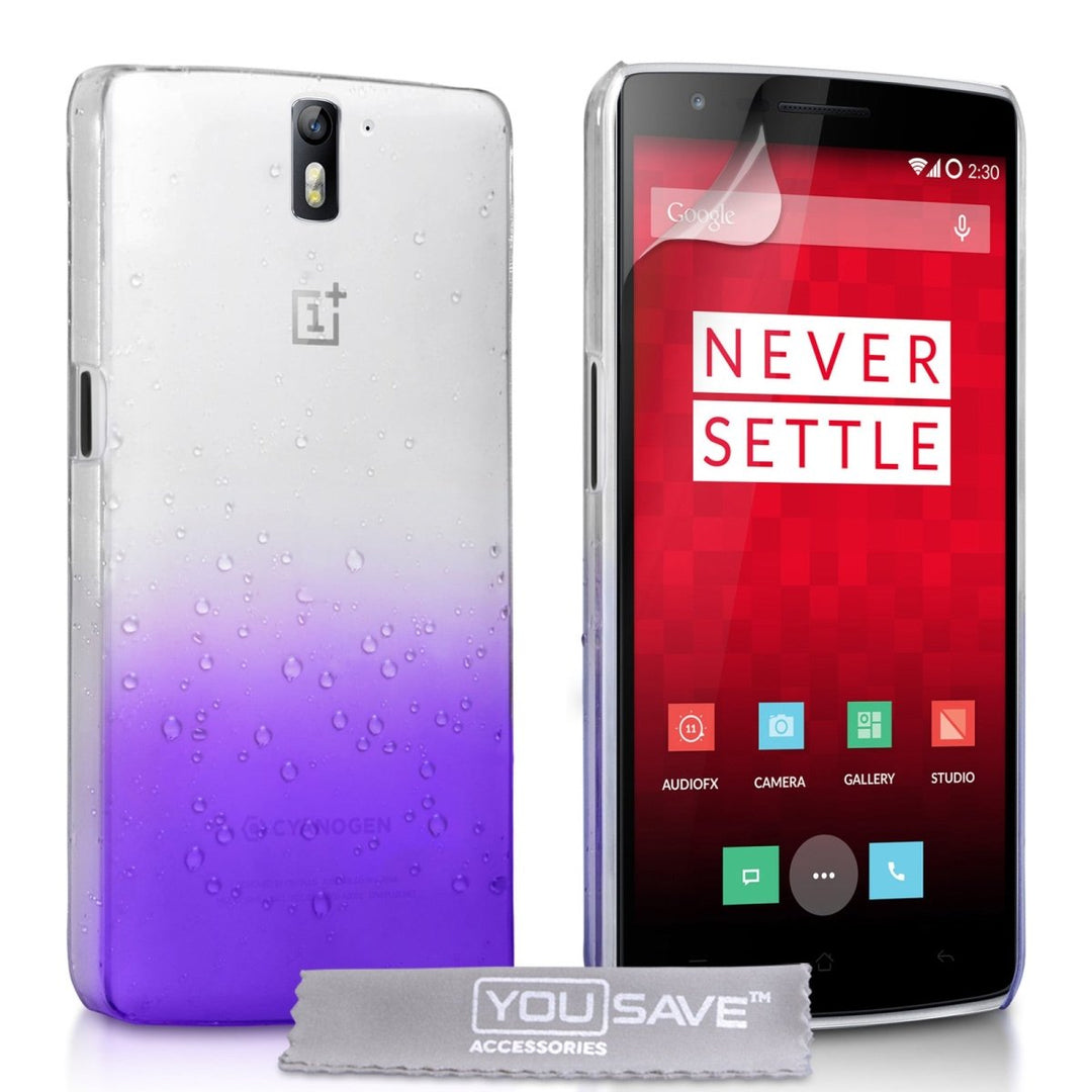 Yousave Accessories One Plus One Raindrop Hard Case - Purple - Clear - Mobile Madhouse