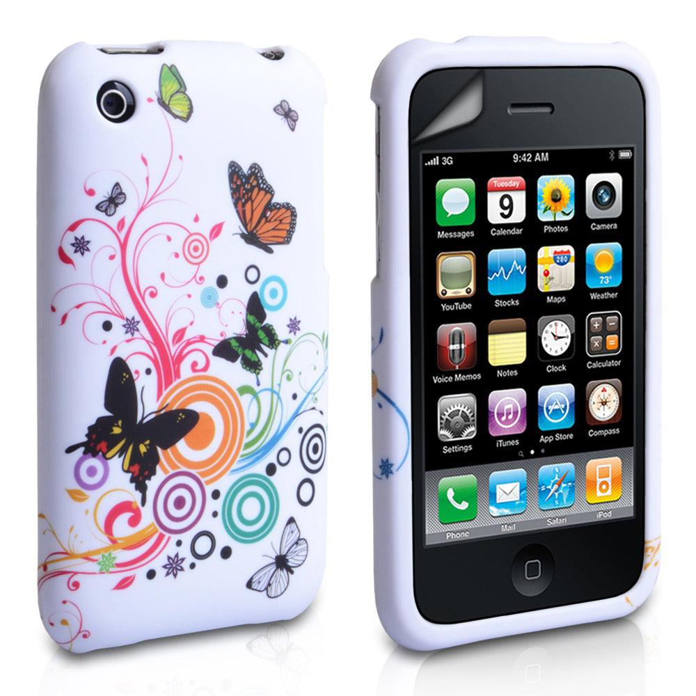 YouSave Accessories iPhone 3G / 3GS Rainbow Butterfly Gel Case - White