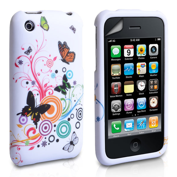 YouSave Accessories iPhone 3G / 3GS Rainbow Butterfly Gel Case - White