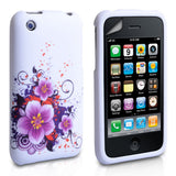 YouSave Accessories iPhone 3G / 3GS Floral Gel Case - White-Purple