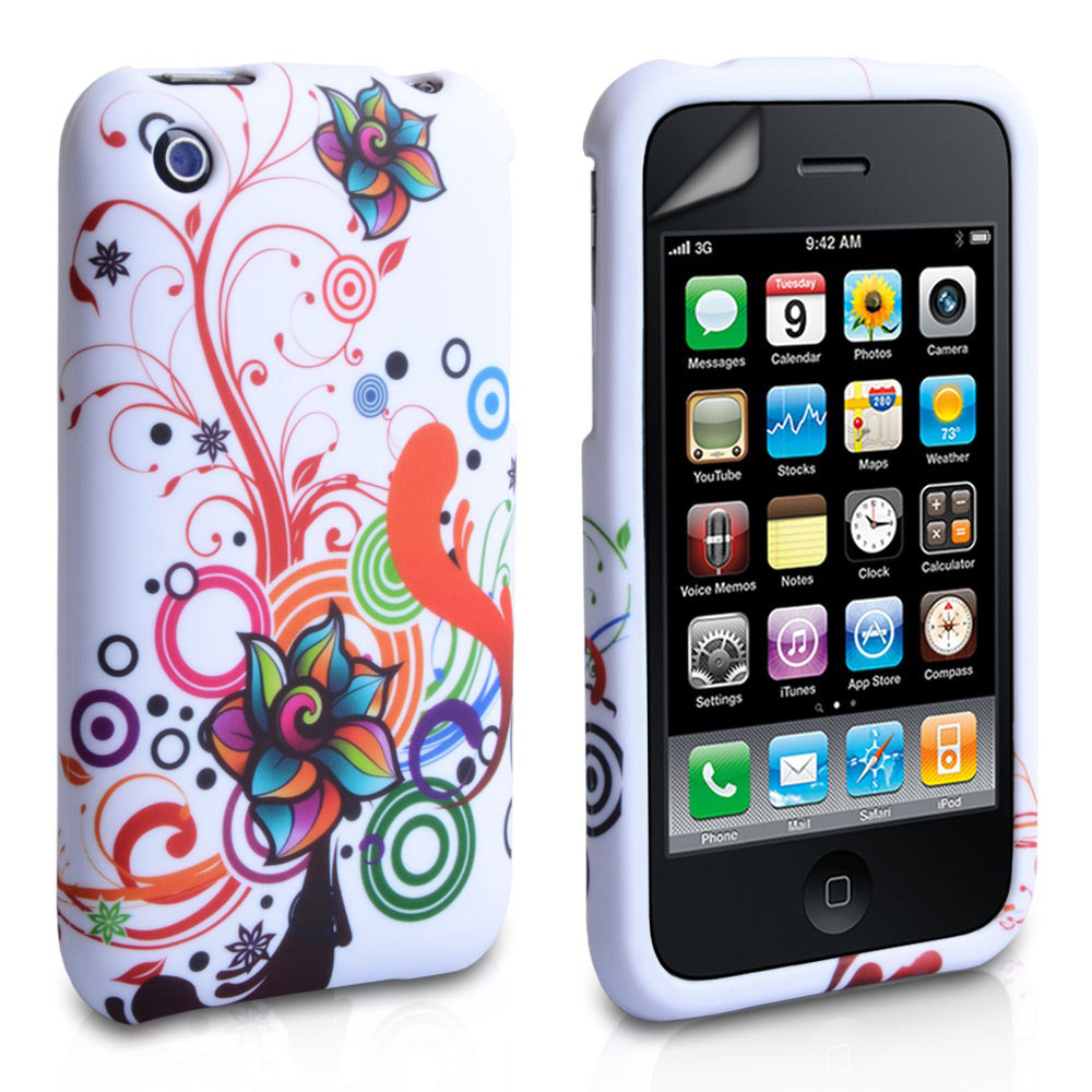 YouSave Accessories iPhone 3G / 3GS White-Rainbow Swirl Gel Case
