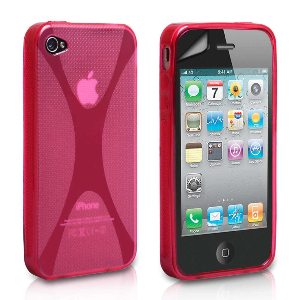 YouSave Accessories iPhone 4 / 4S X-Line Silicone Gel Case - Hot Pink