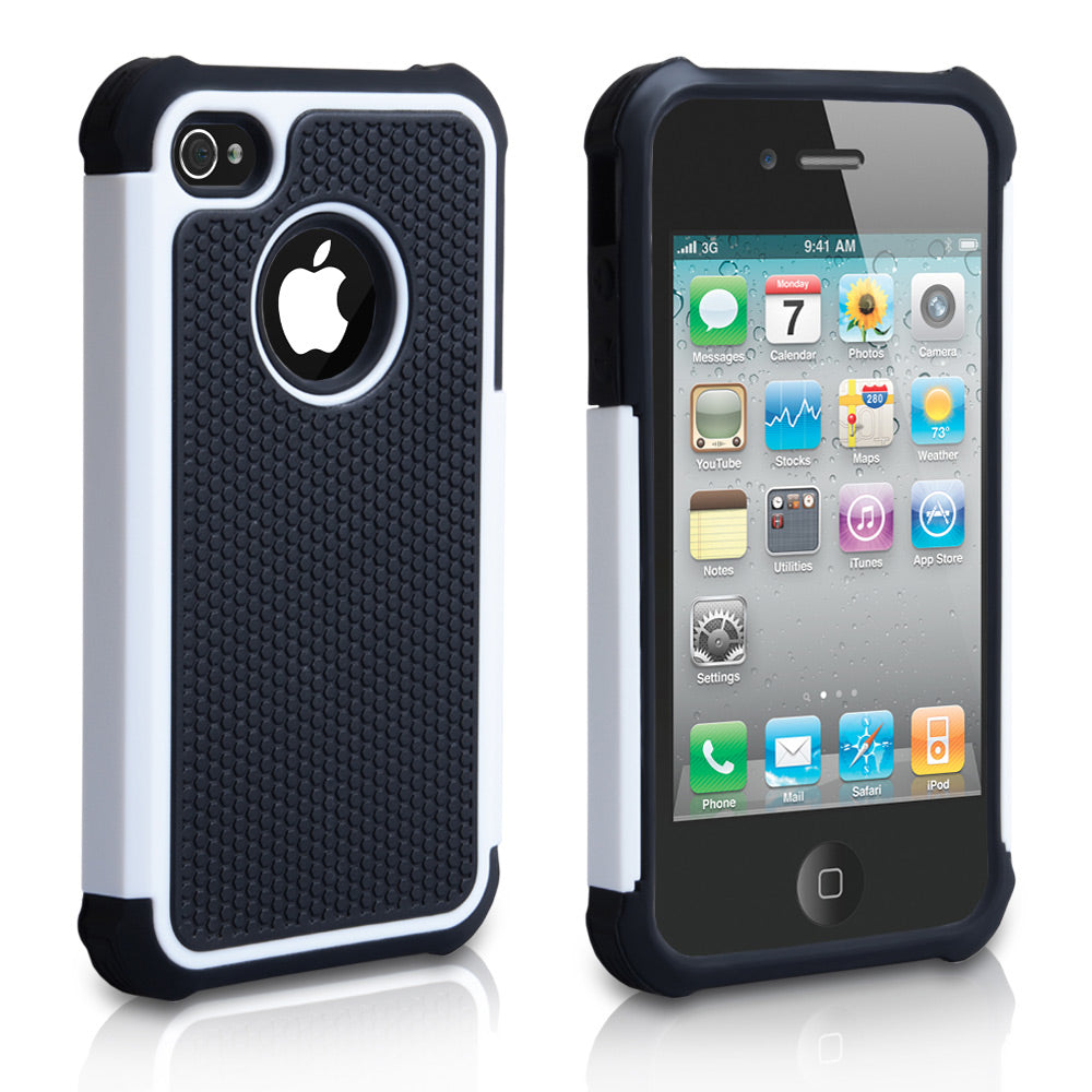 YouSave Accessories iPhone 4 / 4S Black-White Dual Combo Grip Case