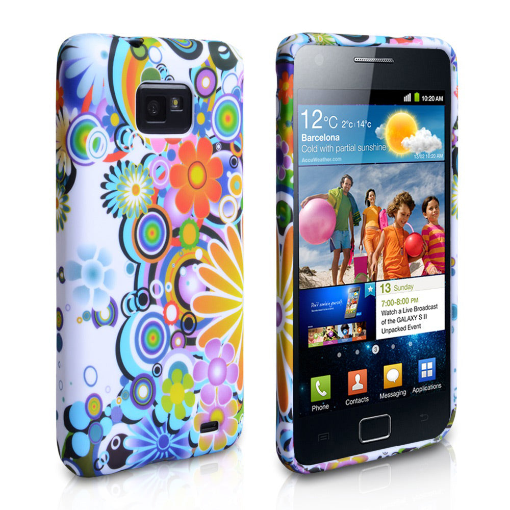 YouSave Samsung Galaxy S2 Rainbow Floral Patterned Silicone Gel Case
