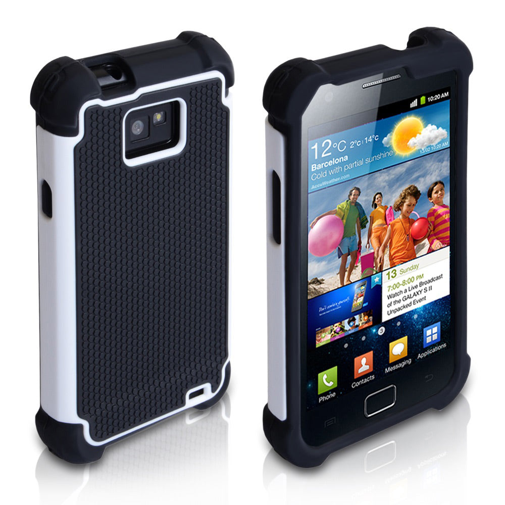 YouSave Accessories Samsung Galaxy S2 Black-White Dual Combo Grip Case