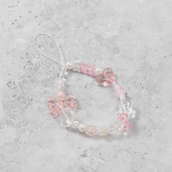 Pearl Bow & Hearts Phone Charm Strap