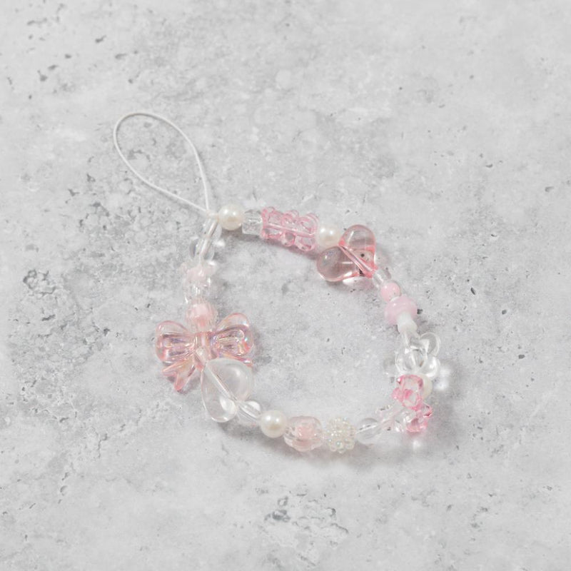 Pearl Bow & Hearts Phone Charm Strap