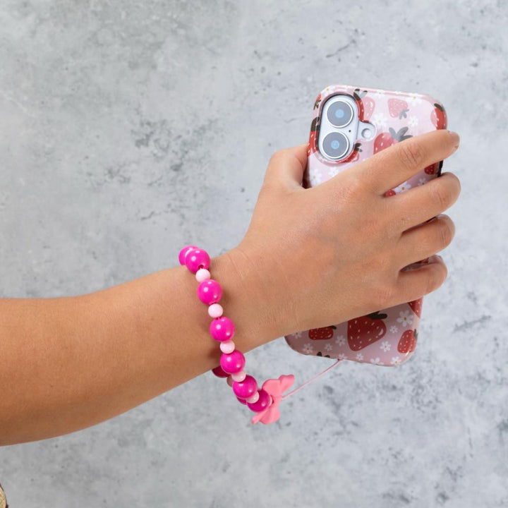 Pink Bow & Heart Phone Charm Strap