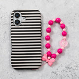Pink Bow & Heart Phone Charm Strap