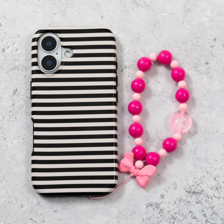 Pink Bow & Heart Phone Charm Strap
