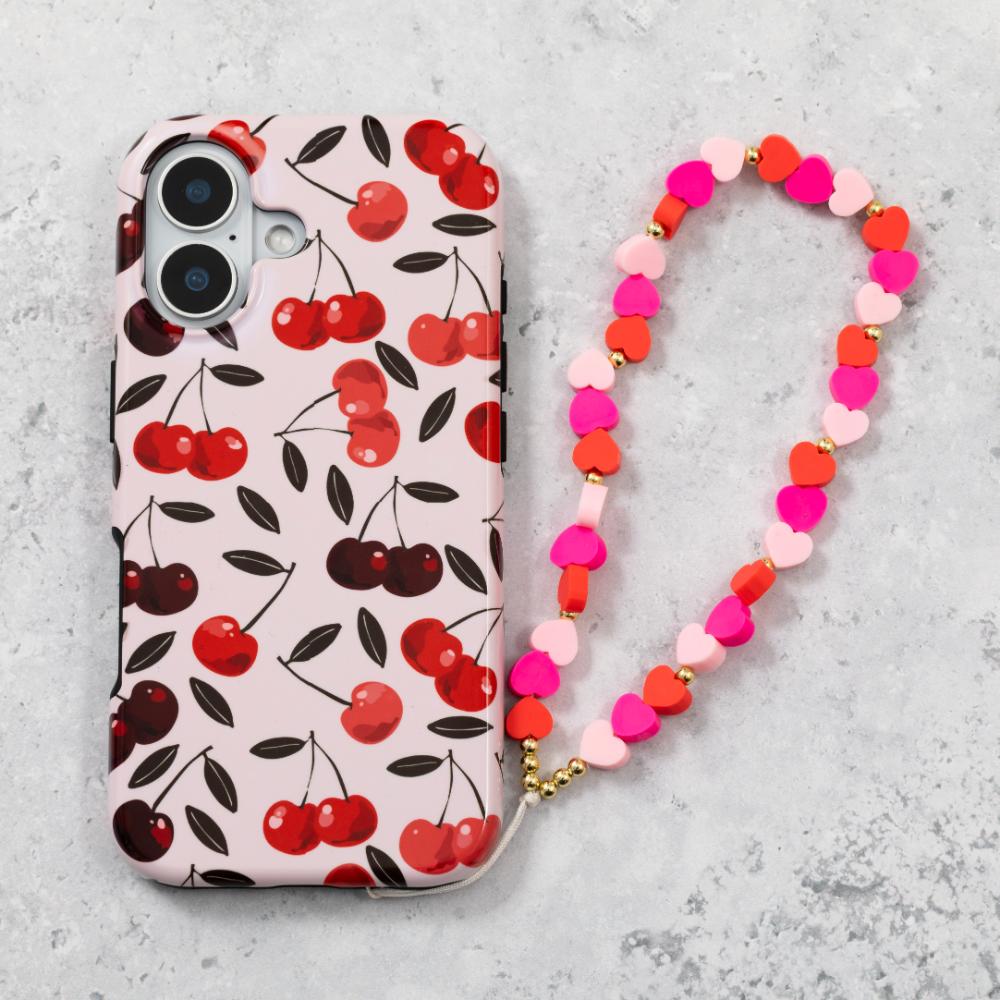 Pink Love Hearts Phone Charm Strap