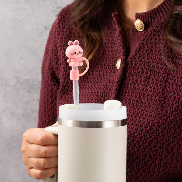 Pink Rabbit Straw Cover Topper - alternate view