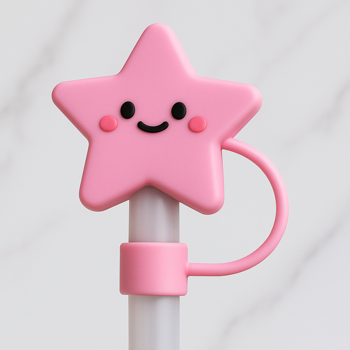 Pink Star Straw Cover Topper