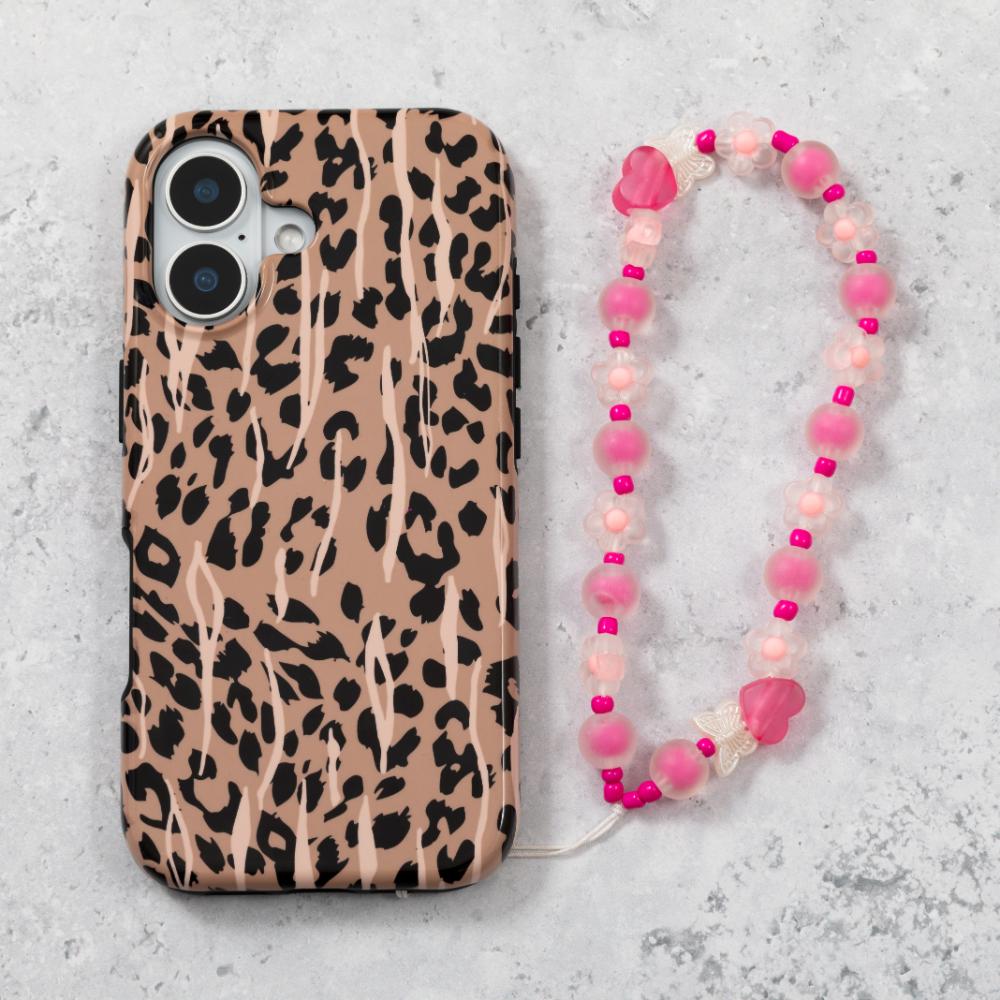 Pink & Clear Butterfly Flower Phone Charm Strap