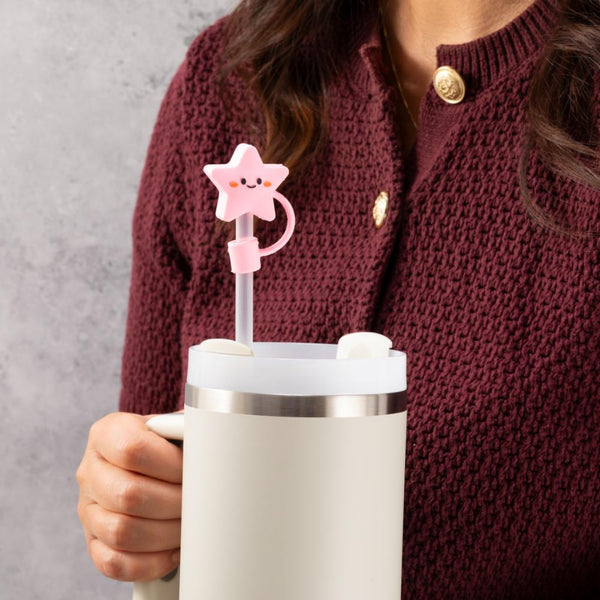 Pink Star Straw Cover Topper - alternate view