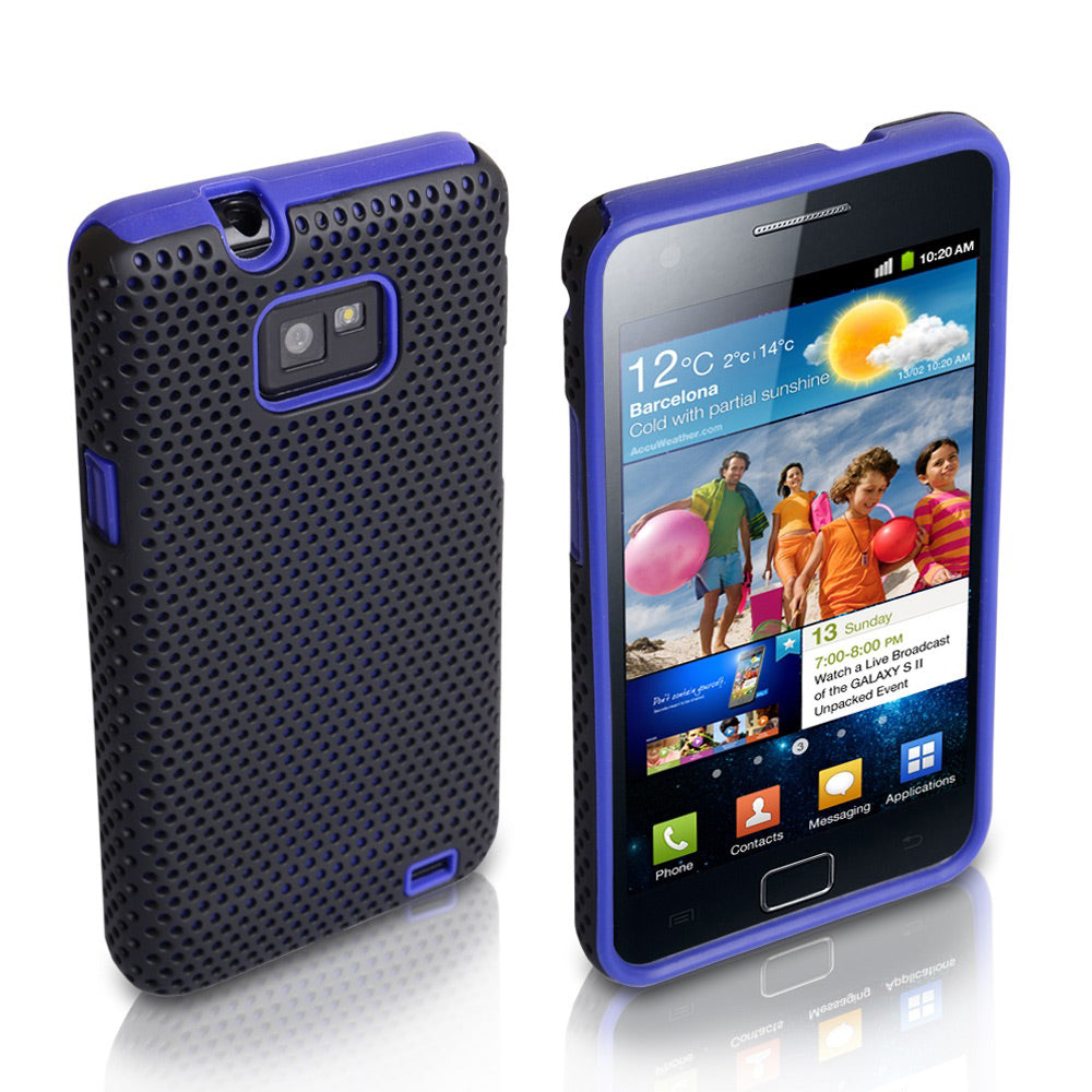 YouSave Samsung Galaxy S2 i9100 Blue Mesh Hard Soft Combo Case