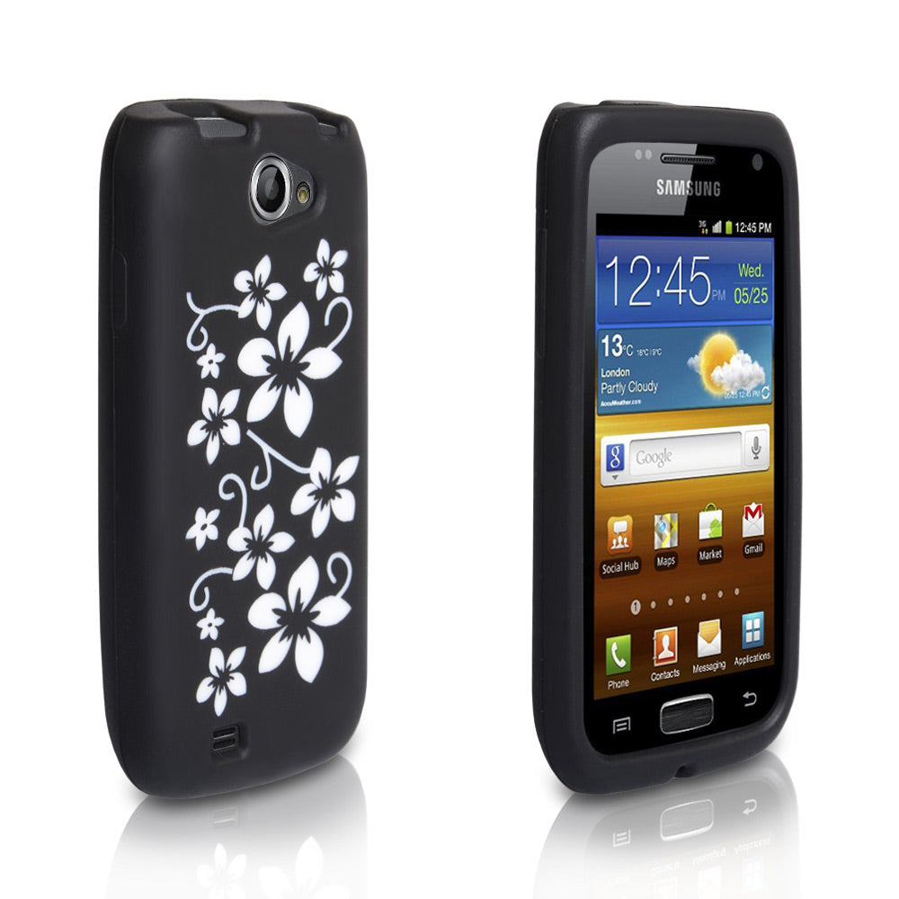 YouSave Samsung Galaxy W i8150 Black And White Floral Gel Case