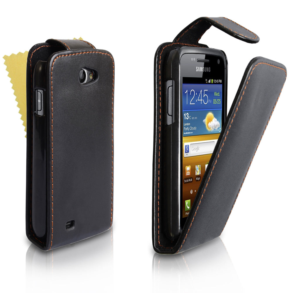 YouSave Samsung Galaxy W i8150 Black Leather Effect Flip Case